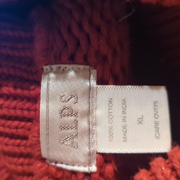 Alps Vtg. Red Cowl Neck Sweater Snowflake Patterns cable knit warm cotton sz XL - Picture 2 of 9